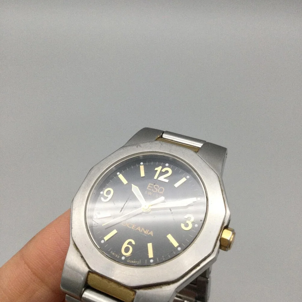ESQ Movado Oceania Mens Watch 35mm Two Tone Swiss E3701 New Battery 7.25